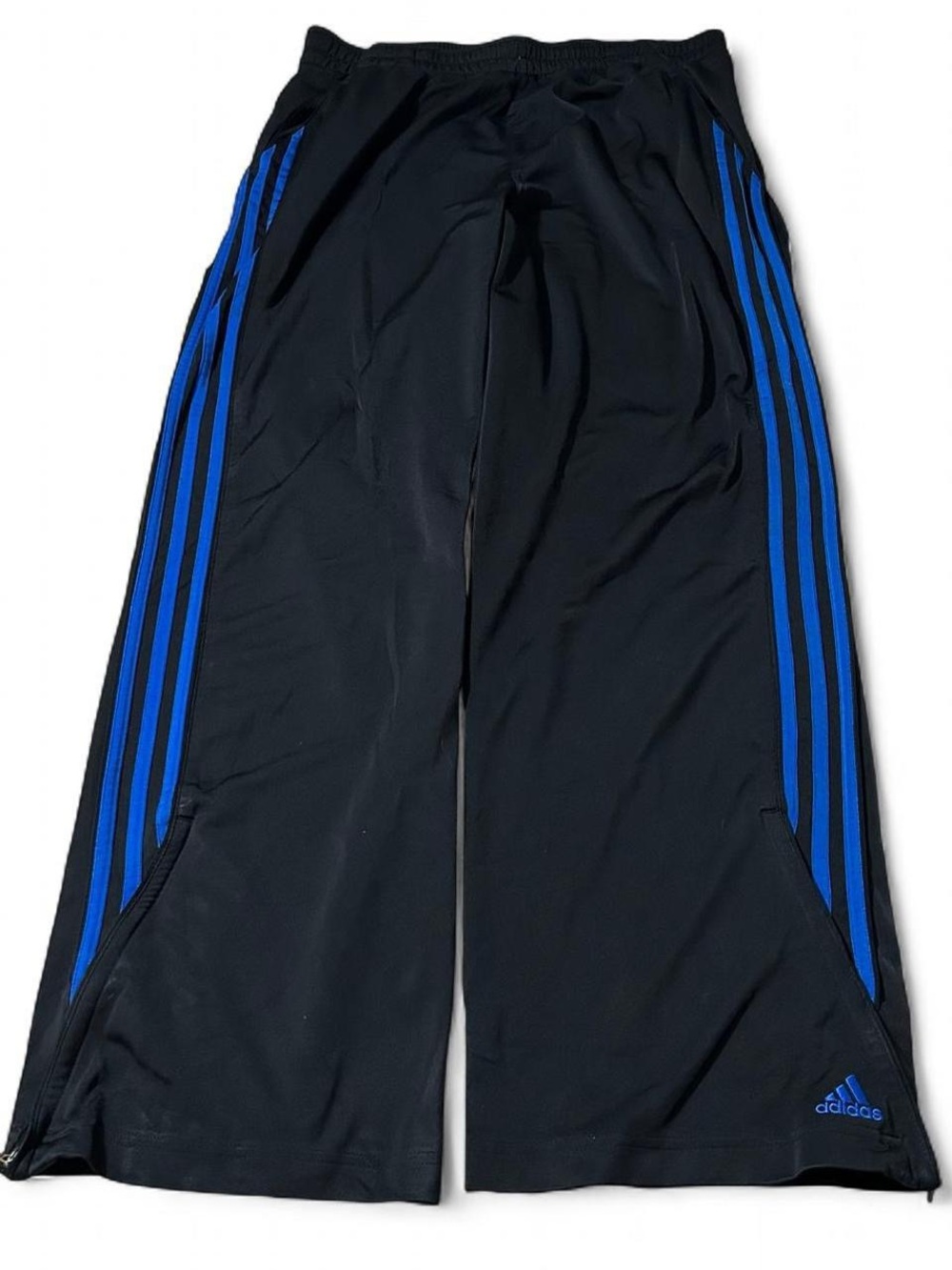 Vintage Y2K Adidas Baggy Track Pants Black Blue Size Large